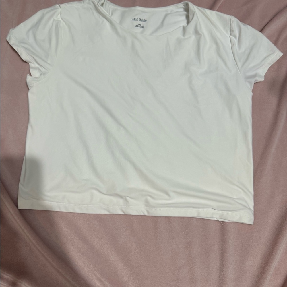 White Crewneck Short Sleeve Top - Unbranded
